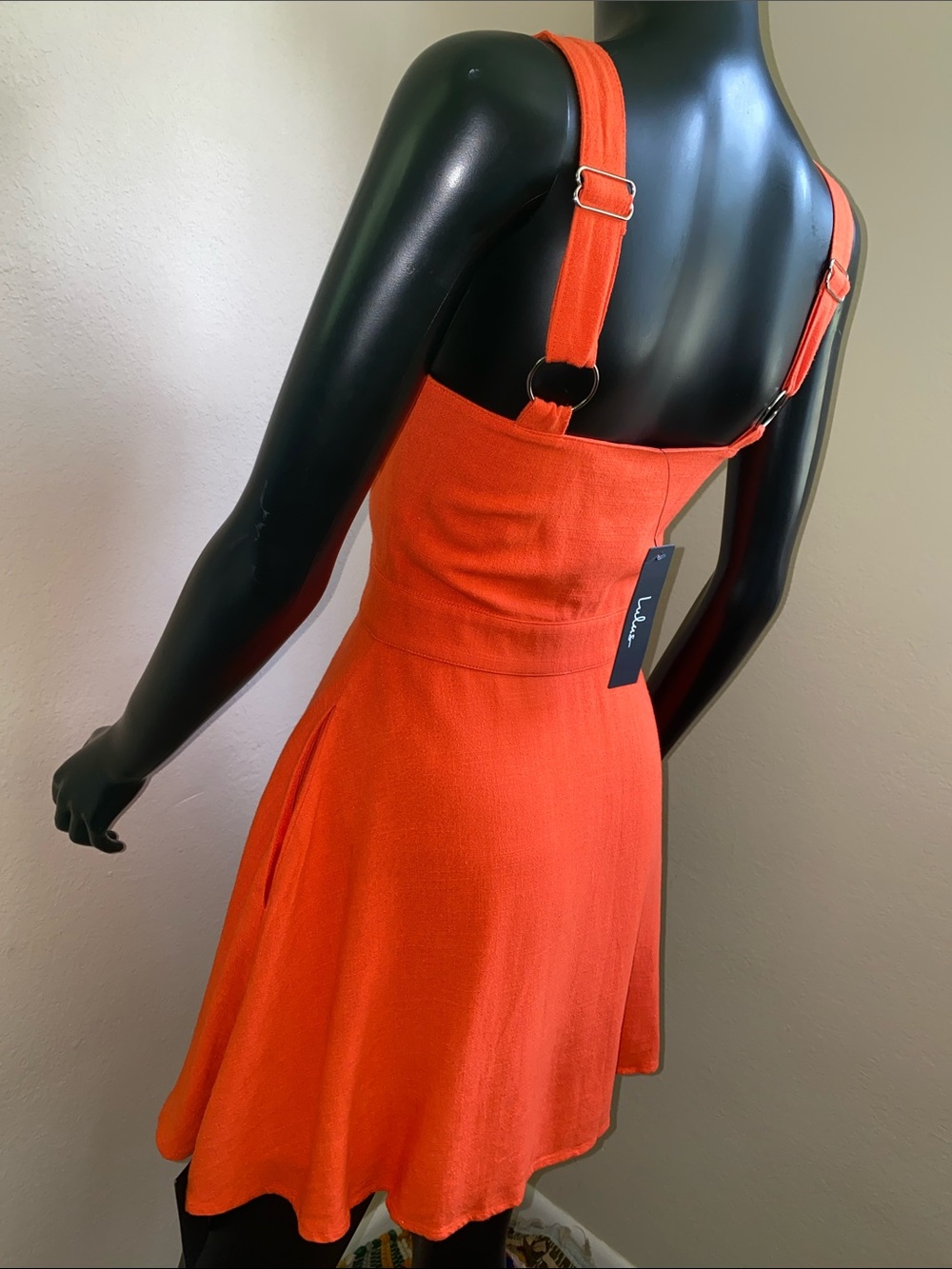 Lulu's Bright Orange Button-Front Mini Dress NWTs - Picture 7 of 15